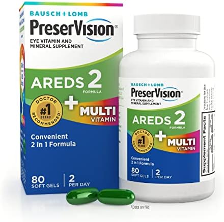 PreserVision AREDS 2 + Multivitamin, #1 Eye Doctor Recommended Brand, 2-in-1 Eye Vitamin with Lutein, Zeaxanthin, Zinc, and Vitamin C, D & E, 100 Softgels