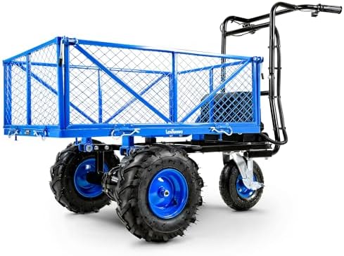 Landworks Utility Service Cart Wheelbarrow Power Wagon, Super Duty Electric 48V DC Li-Ion Battery Powered, 500 lbs Load & 1000+ lbs Hauling Capacity
