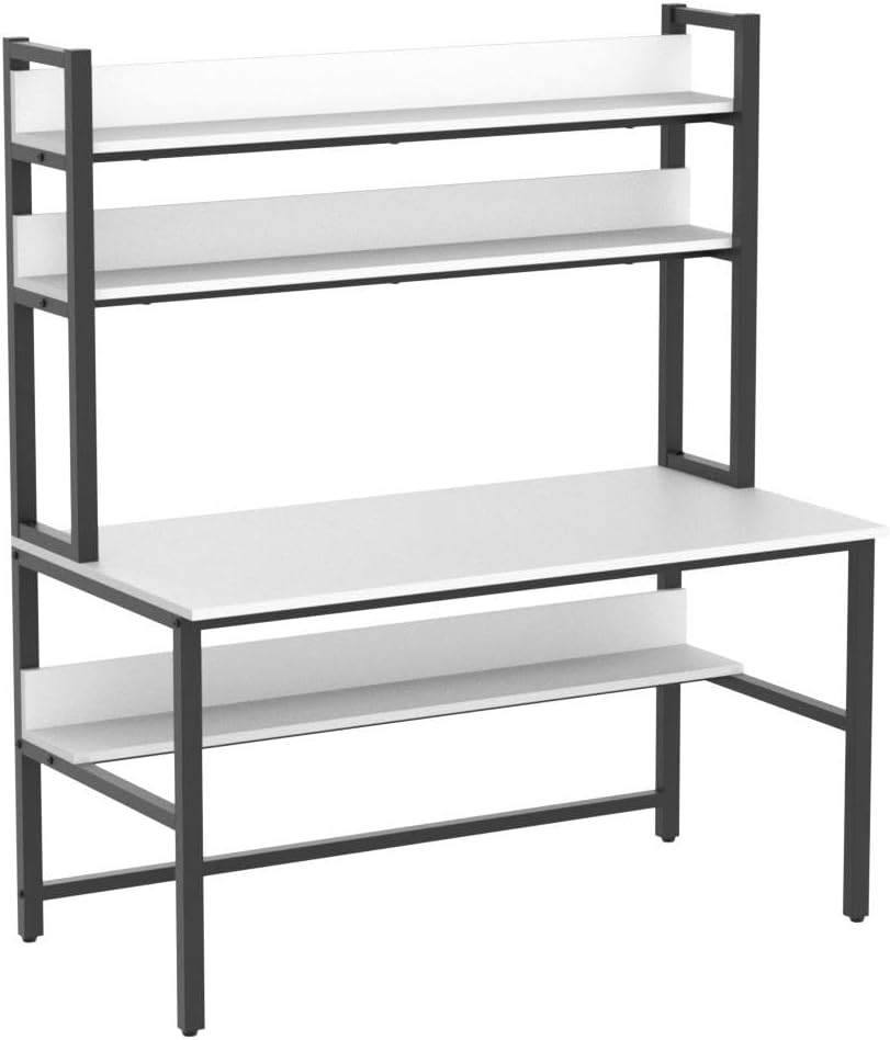 Aquzee Computer Desk with Shelves, 47" W x 23.6" D Gaming Desk with Hutch and Bookshelf