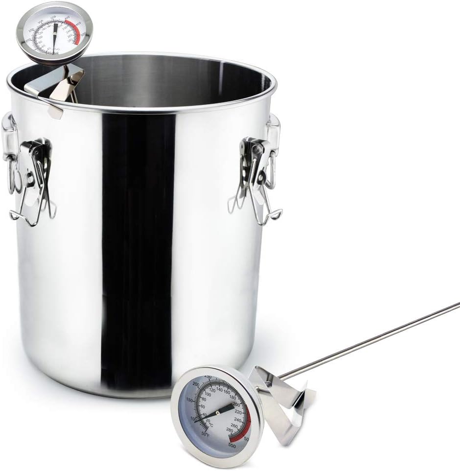 Efeng 15“ turkey fryer thermometer with pot clip (2 Pack), 2" dial candy thermometer with stainless steel clip, oil thermometerr for frying