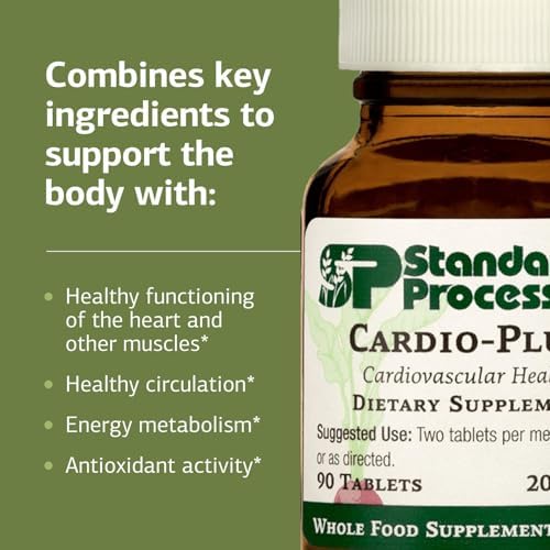 Standard Process Cardio-Plus - Antioxidant Support - Heart Health, Circulation & Blood Flow Supplement with Vitamin B6, Niacin & Riboflavin - Energy Metabolism Supplement - 90 Tablets