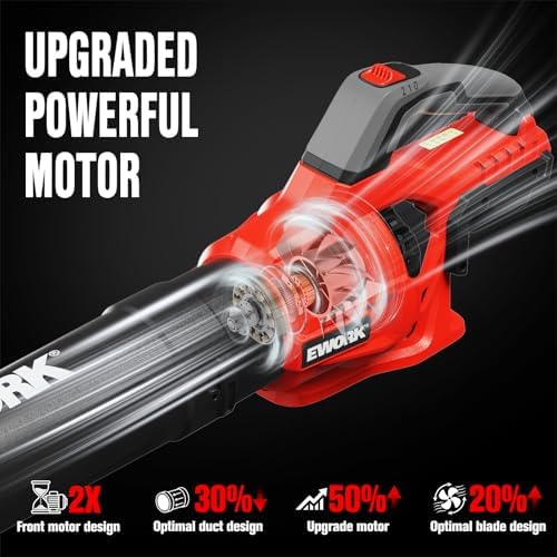 EWORK 20V 700CFM Cordless Leaf Blower with 2×4.0Ah Batteries and Charger | 2-Speed Adjustable Powerful Handheld Electric Leaf Blowers for Lawn Care