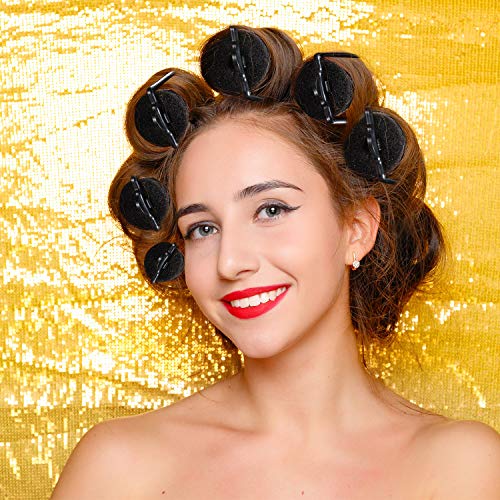 WILLBOND 40 Pcs Sponge Hair Rollers Satin Foam Curlers with Clips, Black
