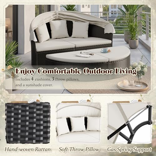 Devoko Patio Furniture Outdoor Round Daybed,Sectional Sofa