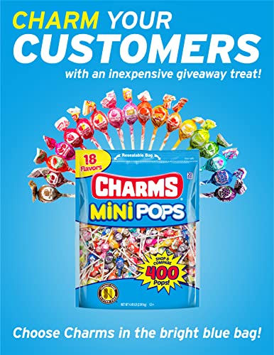 Charms Mini Pops Lollipops, Assorted Flavors, 400 Count (Pack of 1)