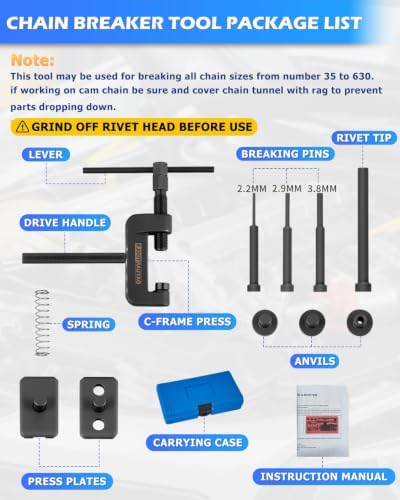 DAYUAN Motorcycle Chain Breaker Set, Chain Cutter and Riveter Kit, Red Case