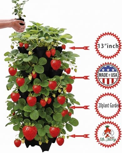 5 Tier Stackable Strawberry, Herb, Flower, and Vegetable Planter - Vertical Garden Indoor/Outdoor