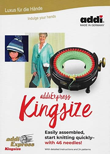 New Improved Version Of addi Express Kingsize Extended Starter Kit With New Improved Mechanical Row Counter. Knitting Machine, 2 Pattern Books, Hook