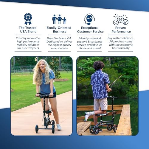 KneeRover Economy Steerable Knee Scooter – Foldable Mobility Aid & Knee Walker with Adjustable Handlebar and Comfortable Knee Pad for Adults (Black) | Knee Walker, For Adults, Foot Surgery & Broken Ankle, Foldable, Crutch Alternative