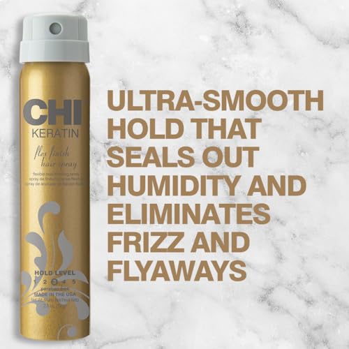 CHI Keratin Flex Finish Hair Spray, Lightweight, Long‑Lasting Hold & Smooth Styling, Controls Frizz, Flyaways & Seals Out Humidity, Professional Hair Finish Spray, Unscented, 10 Oz
