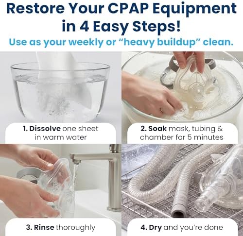 PAPMD CPAP Dissolvable Cleaning Sheets Pro, Light-Moderate Buildup | 30 PCS | Unscented & Dissolvable CPAP cleaning supplies for mask, hose & chamber. Unscented soak & rinse — no scrubbing, no residue.