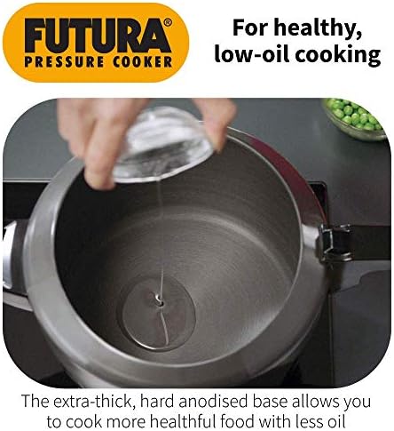 Hawkins Futura 5 Litre Pressure Cooker, Hard Anodised Inner Lid Pressure Cooker, Pan Cooker, Black (FP50)