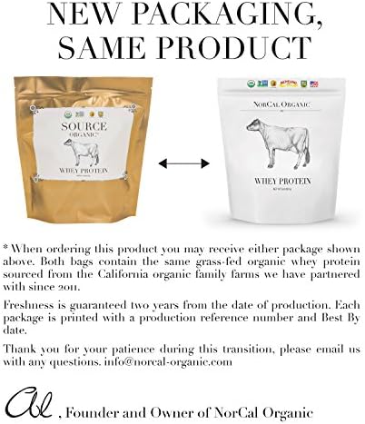 NorCal Organic Grass-Fed Whey Protein, USDA Certified, Unflavored, 2 lb