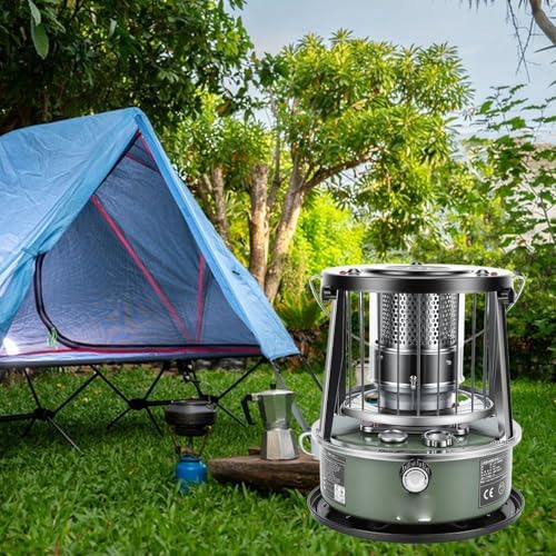 Portable Kerosene Heater, Adjustable Height 5.2L 20-25 Hours Heat 2.6KW Output for Garage Camping Emergency, with Safety Net and Accessories