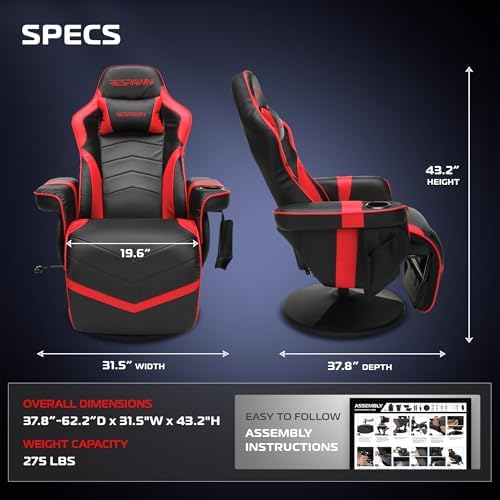 Respawn 900 Gaming Recliner Chair with Footrest, Cup Holder and Swivel