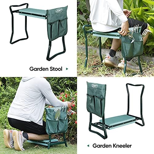ZENY Folding Garden Kneeler Seat Gardening Workseats Portable Garden Bench Stool with Thicken Foam Kneeling Pad and Tools Pouch