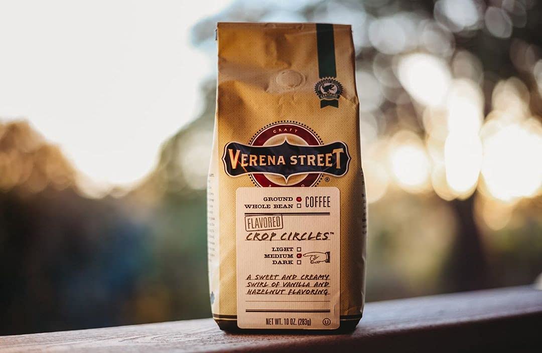 Verena Street 12 Ounce Flavored Ground Coffee, Mississippi Grogg, Medium Roast, Rainforest Alliance Certified Arabica Coffee