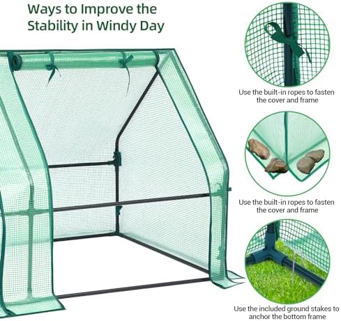 Ohuhu Portable Mini Greenhouse, 71"x36"x36" Greenhouses for Outdoors with Dual Large Zipper Doors & Ground Stakes