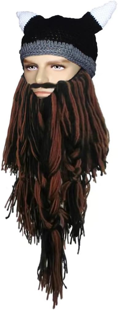 Creative Barbarian Knit Beard Hat Funny Knit Cap Wig Beanie Hats