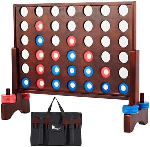 Giant 4 in a Row Game, Wooden 2.8Ft Outdoor Yard Game for Family