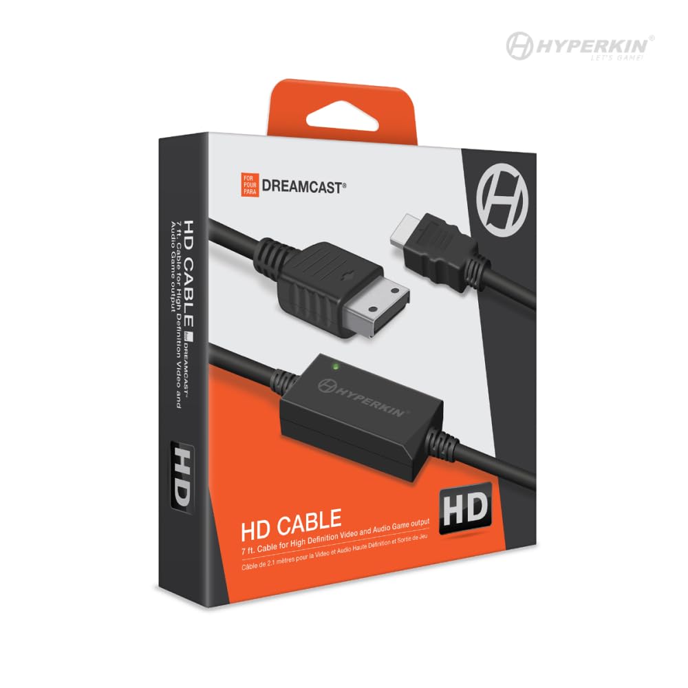 Hyperkin HD Cable for Sega Dreamcast – High-Definition Video & Audio, 480p Output, 7-Foot Length, Compatible with All Dreamcast Models