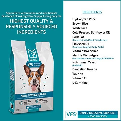 SquarePet Veterinarian Formulated Solutions Hydrolyzed Protein Skin and Digestive Support Dry Dog Food, Help with Hot Spots