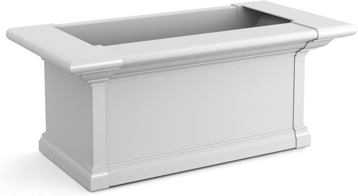 Mayne Yorkshire 60in Self-Watering Rectangular Window Box Planter, White | Self-watering, All season, Fade resistant, Customizable, Mounting brackets included, Built-in overflow, 15-year warranty