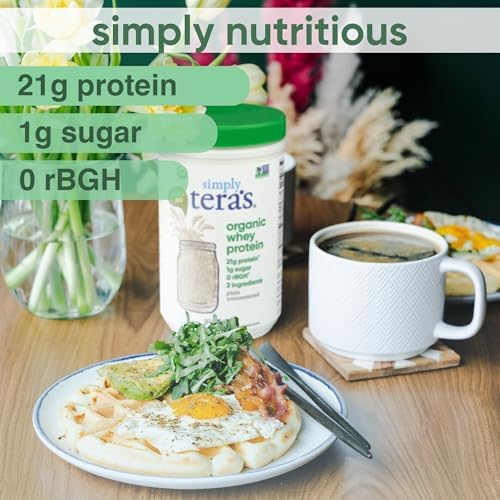 Simply tera's Organic Whey Protein Powder, Plain Unsweetened - 12 Oz | Grass Fed Whey Protein Powder Without Artificial Sweeteners, Unflavored