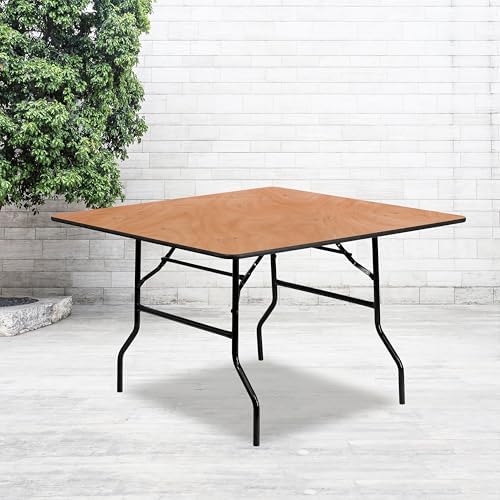 Flash Furniture 4 ft Wood Folding Square Banquet Table | Durable Construction, Commercial Use