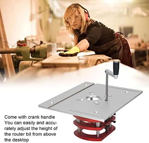 Kreg Router Table Lift Compatible, Aluminum Alloy Manual Router System Kit with Crank Handle for Easy Adjustment, Ideal for Small Trimming Machines Silver
