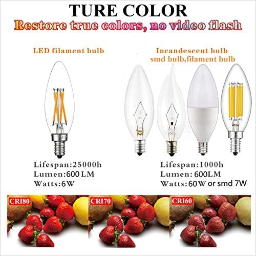 LiteHistory B10 E12 Led Bulb,Light Bulbs 60 watt Soft White,Dimmable,2700K | 6w=60w Led Light Bulbs,600lm,AC120V,360°,ETL,B11,Candelabra Light Bulbs for Chandelier Light Bulbs,Ceiling Fan,Pendant,12Pack