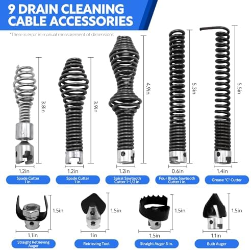 10-Piece Drain Snake Drill Attachment Kit，Drain Auger Cutter Kit, Compatible with K-400, C-4, C-6, C-7, C-8