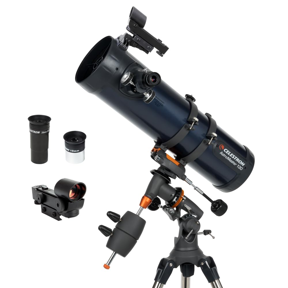 Celestron AstroMaster 130EQ Telescope for Deep-Sky Beginners | Large 130mm Optics, Bright Moon & Deep-Sky Views, Perfect First Telescope, German Equatorial Mount with Easy Manual Controls