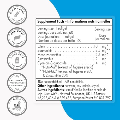 Supersmart - Macula Plus (High Potency Complex) - with Lutein, Zeaxanthin, Astaxanthin