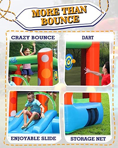 ACTION AIR Bounce House, Inflatable Bounce House with Air Blower, Bouncy Castle with Durable Sewn and Extra Thick, Family Backyard Jump House