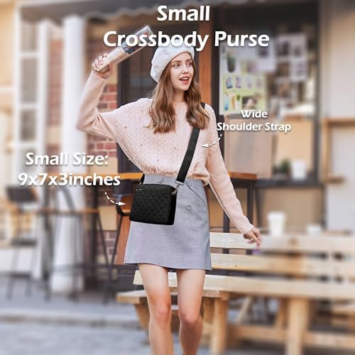 KALIDI Mini Quilted Crossbody Bag for Women Ladies Puffer Cross Body Purse | Nylon Lightweight Women's Shoulder Handbag with Wide Strap for Travel Vacation Casual Everyday Errands