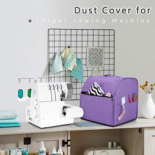 LUXJA Serger Machine Cover with Storage Pockets, Gray Dots