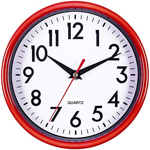 Bernhard Products Silver Wall Clock 8" Silent Non-Ticking Quality Quartz Battery Operated Clock for Home Kitchen Bedroom Bathroom Classroom Nursery