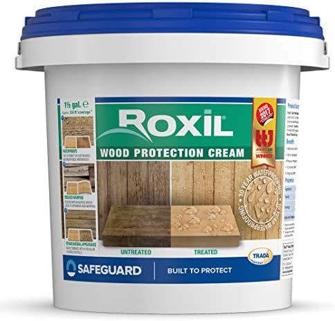 Roxil Wood Sealer Cream (1.5 Gallopn Clear) - One-Coat 10-Year Waterproof Outdoor Wood Treatment & Sealant for Deck, Fence, Sheds, Furniture