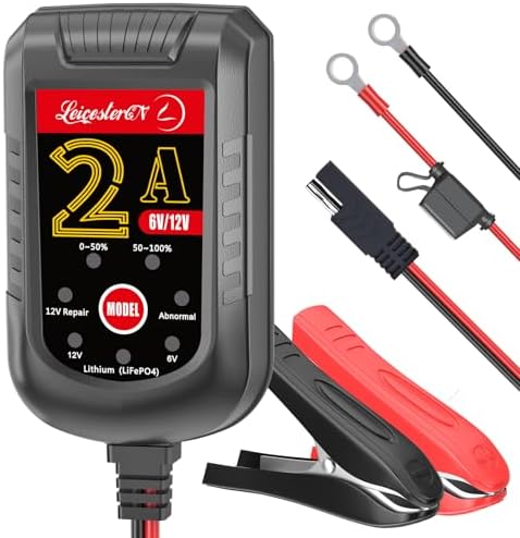2A Battery Maintainer & Trickle Charger, 6V 12V Smart Float Charger with Pulse Repair Mode, 10FT Extra Long for Motorcycle, Automotive Car, Lawn Mower, Marine Boat, ATV, SLA, AGM, Gel, LiFePO4