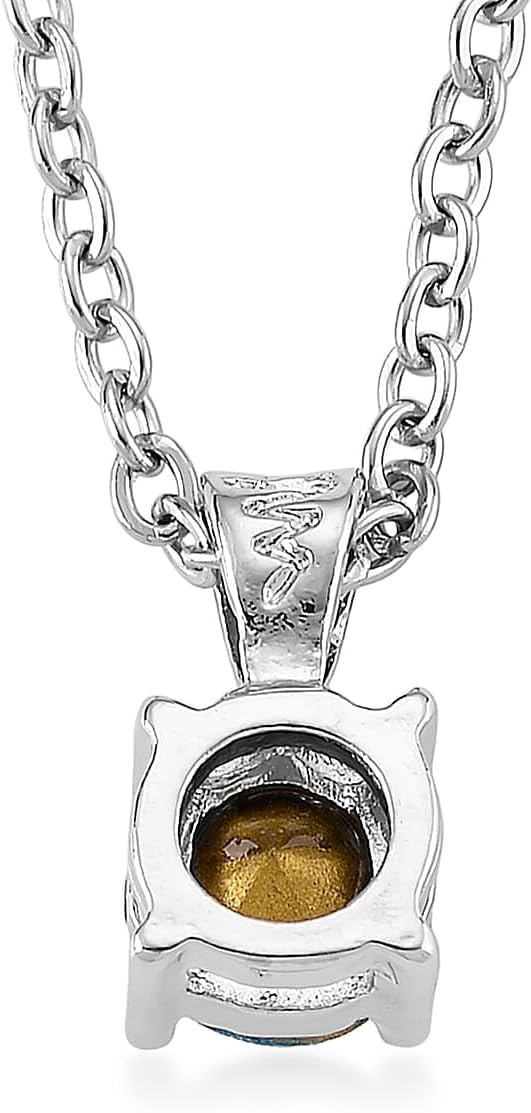 Multi Color Crystal 4pcs 1pc Mirror Pendant Necklace 20"in Silvertone