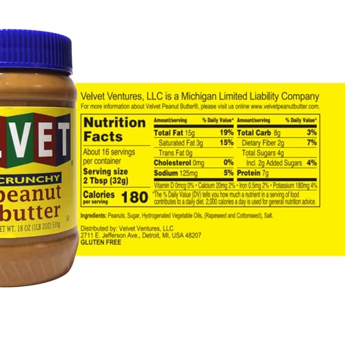 Velvet Peanut Butter, Creamy – Detroit’s Classic Since 1937, Smooth & Nostalgic Spread with “Fresh, Pure, Delicious” Label, Made in the USA, Gluten-Free, Perfect for Sandwiches, Baking & Snacking (18 Ounce Jar)