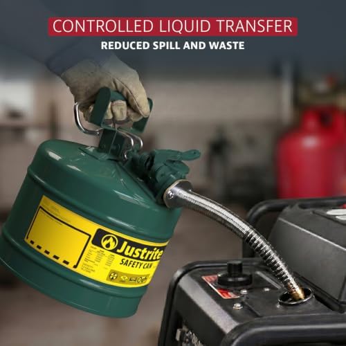 Justrite Type II Green Safety Can for Oil, Galvanized Steel, FM Approved