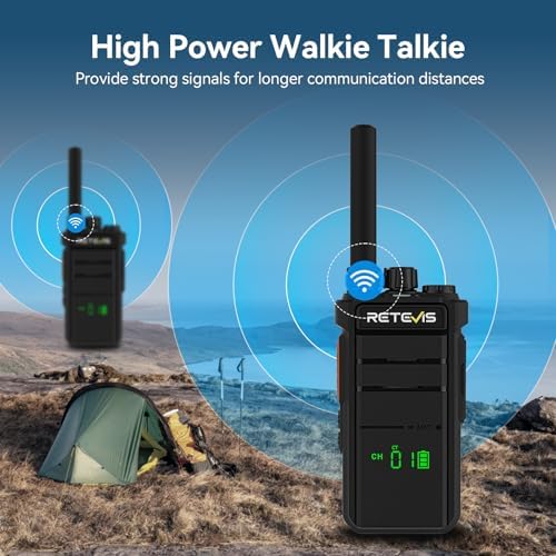Retevis RB26H GMRS 2 Way Radio Long Range, Business Walkie Talkies, 1 Pack | Professional Two Way Radios, 2000mAh, Hidden Display, Type-C, Built in NOAA Flashlight VOX,GMRS Repeater Capable, for Camping