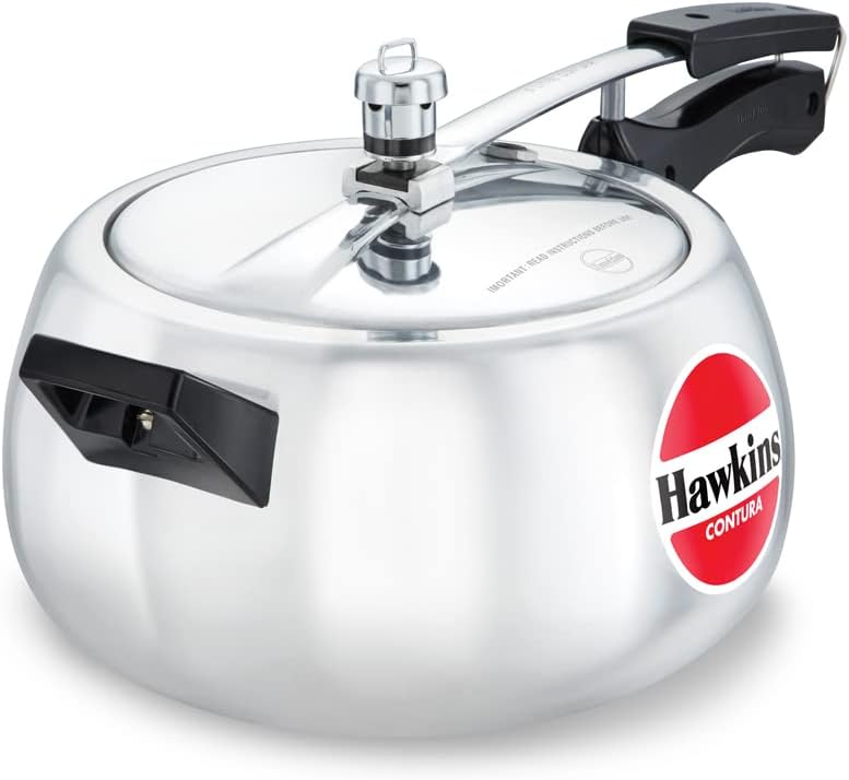 Hawkins 3.5 Litre Contura Pressure Cooker, Handi Inner Lid Cooker, Silver (HC35)