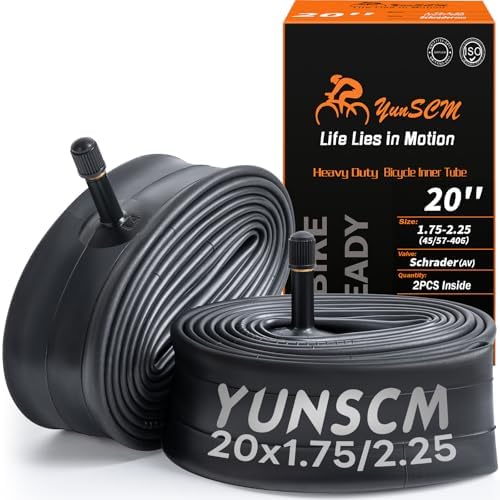2-PCS 20" Heavy Duty Bike Tubes 20x1.75/1.95/2.10/2.125/2.25 Premium Butyl 20" Bicycle Inner Tubes Compatible with 20 x 1.75-2.25 Kids, Road, BMX