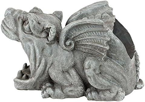 Design Toscano Roland the Gothic Gargoyle Gutter Guardian Rain Downspout Extension Outdoor Statue, 10 Inch Long, Cast Stone Resin, Grey Stone Finish