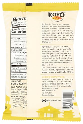 Koyo Ramen Soup, Buckwheat Shoyu, Made With Organic Noodles, No MSG, No Preservatives, Vegan, 2.1 Ounce (Pack of 12)