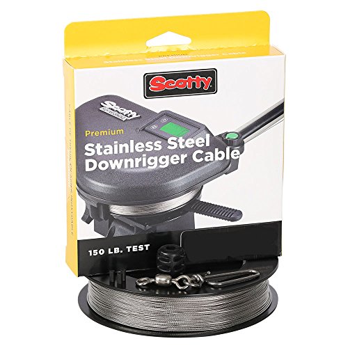 Scotty #1001K Premium Stainless Steel Replacement Downrigger Cable with Kit (300 Feet), Small, black | 300 Feet, Includes Terminal Fasting Kit