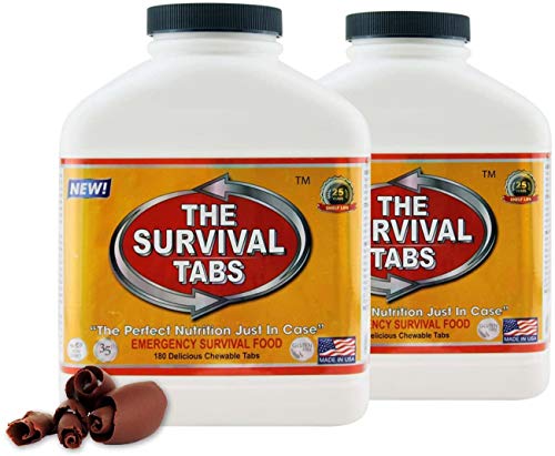 Survival Tabs – Emergency Food Supply – 10-Day Chocolate Tabs, High-Protein | Loaded with 15 key vitamins and minerals for everyday energy needs - fits neatly in backpacks, glove boxes, or pantry shelves